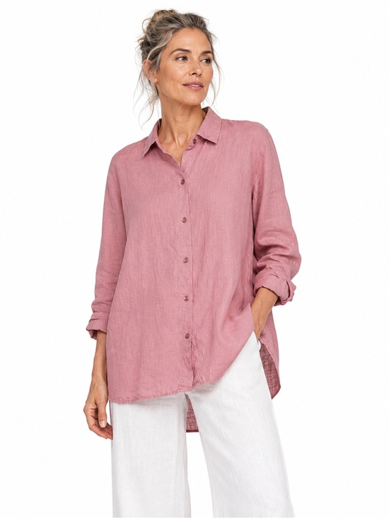 Eileen Fisher Tops - Eileen Fisher Pink Linen Button Down Shirt S/P